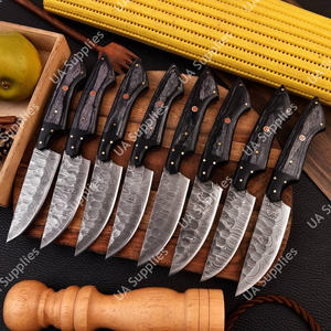 Couteaux à steak professionnels de haute qualité, fabriqués à la main, sur mesure, OEM/ODM, pour la restauration et la cuisine à domicile, lame en acier Damas - Product Image 2