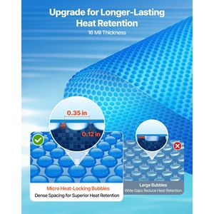 Copertura Solare Rotonda per Piscina da 18 Piedi, Materiale PE da 16 Mil, Telo a Bolle per Assorbimento del Calore Diurno e per Avvolgitori per Piscine - Product Image 3