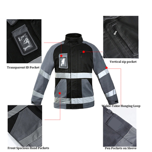 Custom Reversible Hi Vis Winter <b>Jacket</b> Quilted Reflective Safety Breathable Polyester Workwear Road Construction <b>High</b> Plus Size - Product Image 6