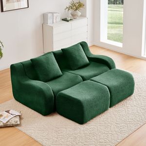 Divano Chaise Longue Ergonomico 32D in Tessuto Teddy Morbido ad Alta Densità, Design Antiscivolo, Braccioli Curvi, per Soggiorno - Product Image 2