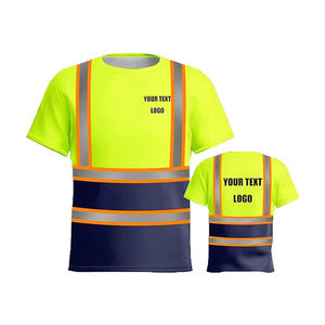 เสื้อยืดทำงานแบบแห้งเร็วสะท้อนแสงสำหรับผู้ชาย งานก่อสร้าง งานรักษาความปลอดภัย สั่งทำได้ตามต้องการ ขายส่ง OEM - Product Image 2