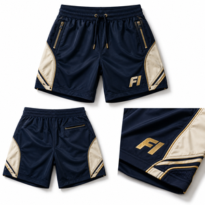 Ensemble de survêtement streetwear deux pièces en nylon froissé et polyester, coupe-vent et short légers pour hommes - Product Image 4