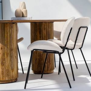 Table à manger ronde en bois longue Vandana Zentrix Stellar avec pieds ronds, design contemporain fait main et massif - Product Image 6