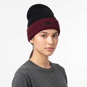 Hawkeye Embroidered Beanie Hat Black and Burgundy Knit <b>Winter</b> <b>Cap</b> Unisex Casual Style for Adults 56-58CM - Product Image 5