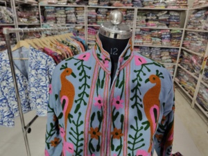 Women's Breathable Cotton TNT Embroidered Suzani <b>Velvet</b> Floral Folk Art Winter Reversible Lining Statement Outerwear <b>Jacket</b> - Product Image 4