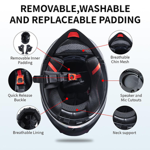 <span class=keywords><strong>Casco</strong></span> de Motocicleta Unisex ABS con Doble Visera, <span class=keywords><strong>Casco</strong></span> Integral Personalizado, <span class=keywords><strong>Casco</strong></span> de Motocross y Scooter Cómodo - Product Image 2