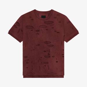 Custom Made Distressed Sun Faded Oversized Crewneck Short Sleeve Heavy <b>Weight</b> 100% Cotton Knitted T-shirt for Unisex - Product Image 3