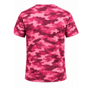 Rose <b>Pink</b> Camo <b>T</b> <b>Shirt</b> <b>Men</b> Short Sleeve Crew Neck Camouflage Printed Sports Training Running Workout Performance Activewear - Product Image 2