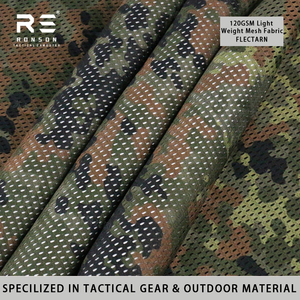 Tela de malla de poliéster estampada por ambos lados, ligera, de 120 g/m², camuflaje Flectarn de Alemania, tejido de punto por urdimbre, para equipo táctico de exterior. - Product Image 1