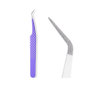 Pince à cils professionnelle à pointe en fibre, personnalisable avec logo, pour extensions de cils volume, coloris blanc, noir, violet - Product Image 1