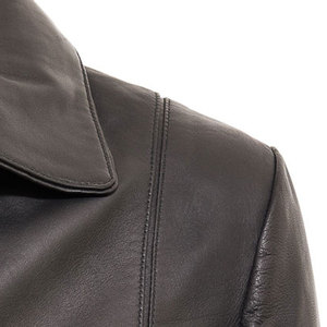 Women's Genuine <b>Leather</b> Blazer Turn-down Collar Full Sleeve Solid Color Button Closure Winter Wear Elegant Style - Product Image 4