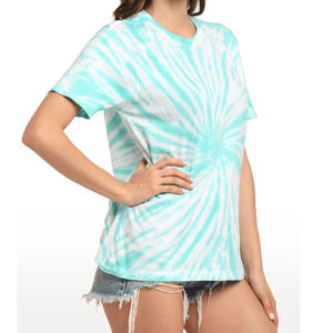 Camiseta de Algodón Tie Dye para Mujer, Cuello Redondo, Manga Corta, Corte Holgado, Estilo Casual de Primavera/Verano - Product Image 3