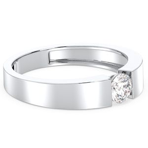 Bague REYES personnalisée en moissanite taille ronde en argent sterling 925 plaqué rhodium blanc 14K 18K, cadeau pour homme et femme - Product Image 3
