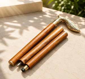 ไม้เท้าทองเหลืองลายดอกไม้ประดับตกแต่ง งานฝีมือศิลปะดั้งเดิม ดีไซน์สวยงาม - Product Image 3