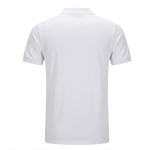 เสื้อโปโลแขนสั้นสีขาวสำหรับผู้ชาย ผ้าฝ้าย 100% สไตล์ลำลอง ระบายอากาศได้ดี สีพื้น ทอแบบธรรมดา ทรงปกติ - Product Image 6