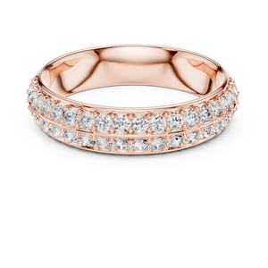 Bague double rangée en or rose avec diamants de laboratoire, alliance élégante, bijoux de mariée de luxe minimalistes pour femmes - Product Image 2