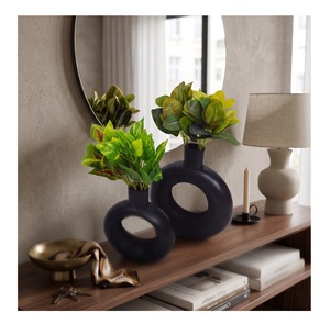 Ensemble de luxe moderne de qualité supérieure de 2 vases à fleurs en métal avec finition en émail Style unique fantaisie pour la décoration de la maison et le désherbage - Product Image 1