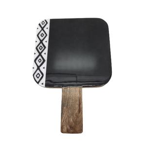 Tabla de Cortar Redonda de Madera Hecha a Mano con Diseño de Mandala Negro en el Mango, Utensilios de Cocina, Tabla de Cortar Queso de Madera - Product Image 2