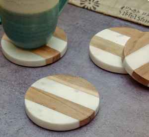 Posavasos de piedra de mármol natural, posavasos de Color blanco para uso de escritorio de oficina, decoración del hogar - Product Image 2