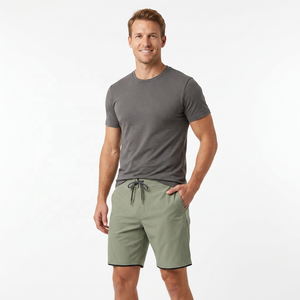 Pantalones Cortos Bermuda para Hombre, de Color Sólido, Secado Rápido, con Cordón Ajustable, Corte Atlético Informal, 100% Poliéster, Cintura Media, con Bolsillos - Product Image 1