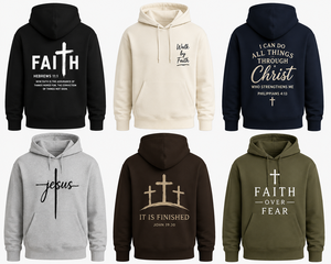Sweat à capuche chrétien pour homme vert olive 100 % coton molletonné écologique respirant avec poches imprimé Faith Fear coupe classique décontracté - Product Image 6