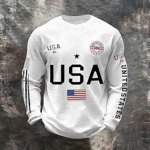 Sudaderas de Invierno para Hombre con Diseño de Bandera de EE. UU., 100% Algodón, con Estampado Digital Bordado - Product Image 2