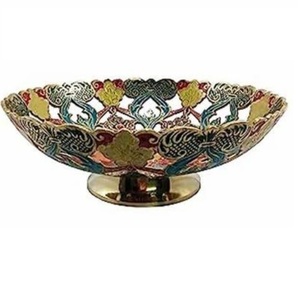 Frutero de metal pintado a mano, estilo lujoso, latón, diseño elegante, forma personalizada, para servir ensaladas o frutas. - Product Image 6