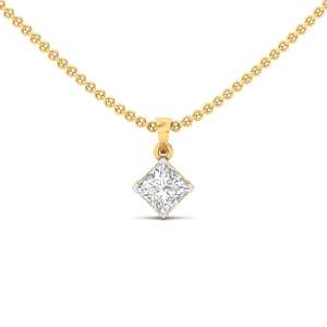จี้เพชรทรงปรินเซสคัทจากธรรมชาติ ทองคำแท้สีเหลือง รับรองโดย GIA เพชรเดี่ยวธรรมชาติ เหมาะสำหรับสวมใส่ทุกวัน เครื่องประดับสำหรับผู้หญิง - Product Image 4