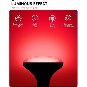 Bombillas LED BR30 de 11W (Equivalente a 100W), Rojas, Empotrables, 900lm, No Regulables, Base E26 para Iluminación Empotrada, Paquete de 2 - Product Image 3