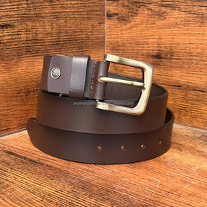 Cinturón informal de moda para hombre marrón cuero genuino 100% piel de vaca capa superior de alta calidad al por mayor para vaqueros con hebilla ajustable - Product Image 2
