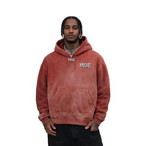 ผู้ผลิตเสื้อฮู้ดดี้ผู้ชายคุณภาพสูงแบบสั่งทำสีรุ้งสุดเทรนดี้ สไตล์สตรีท ทรงโอเวอร์ไซส์ ผ้าฝ้าย 100% แบบครอป ซันเฟด - Product Image 3