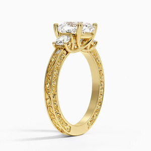 IGI Certified <b>Cushion</b> Cut Lab Grown Diamond Three Stone Vintage Filigree Women's Engagement <b>Wedding</b> <b>Ring</b> 10K 14K 18K Gold 925 - Product Image 3
