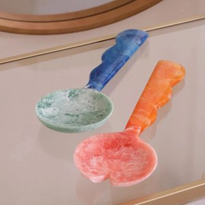 European Style Swirled Resin Salad <b>Server</b> Sets Personalized For Kitchenware Dinnerware Tableware Food Serving Spoon & Fork Set - Product Image 5