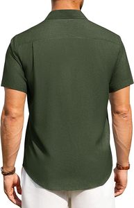 Camisas de Lino para Hombre, Manga Corta, con Botones, Sin Arrugas, Casuales, para Vacaciones, Playa, Verano, Ligeras - Product Image 2