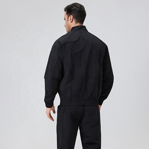 Men <b>Black</b> Windproof Tracksuit Set Zip Up Jacket and <b>Pants</b> Set Lightweight Sportswear for Running Training Tracksuit - Product Image 6