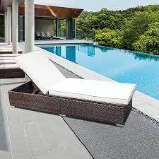 Chaise longue en osier avec dossier réglable, lit de repos d'extérieur durable pour jardin, complexe hôtelier et bord de piscine - Product Image 3