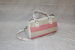 Striped Woven Tote Bag Shoulder <b>Handbag</b> Zipper Closure Two Handles Portable Travel Bag for Daily Use - Product Image 1