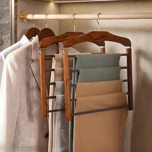 Cintre de placard multicouche en bois sur mesure, cintre à pantalons en bois dur de qualité supérieure pour la décoration intérieure et l'organisation - Product Image 5
