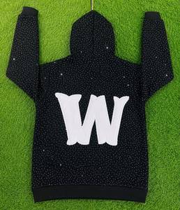 Sweat à capuche unisexe noir à étoiles, en coton molletonné, avec fermeture éclair intégrale, style sportif - Product Image 6