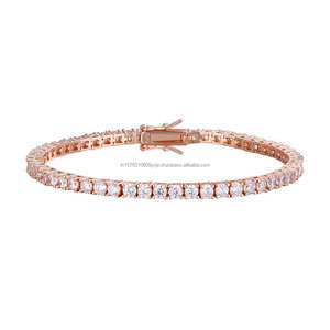 สร้อยข้อมือเทนนิส Trisha Jewels TB001 ชุบทอง 14K เงินแท้ 925 ประดับเพชรเลี้ยงในห้องปฏิบัติการ สำหรับวันครบรอบ - สไตล์คลาสสิก สำหรับทุกเพศ - Product Image 1