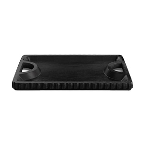 Best Quality Wooden <b>Tray</b> in Deep <b>Black</b> Color With Rectangular Shape and Textured Edges Ideal for <b>Serving</b> and Displaying - Product Image 1