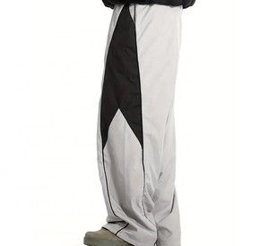 Pantalon Harem Homme Gris et Noir à Blocs de Couleurs, Taille Élastique avec Cordon de Serrage, Style Hip Hop, Léger et Respirant, Joggers Streetwear - Product Image 2