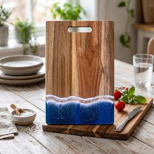 Planche à découper rectangulaire en acacia personnalisée, planche à découper artisanale pour la cuisine, planche de préparation alimentaire durable, épaisseur 1,2 cm, passe au lave-vaisselle - Product Image 1
