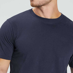 T-shirt en coton à manches courtes et col rond pour homme, coupe classique, style décontracté, couleur unie, tricot jersey respirant, avec logo personnalisé, vente en gros - Product Image 6