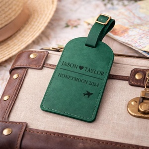 Personalized Genuine Leather Luggage <b>Tags</b> Privacy Cover Bag <b>Tags</b> Custom Logo Travel Suitcase Labels Low LMP-0216 - Product Image 1