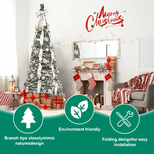 "6ft Pre-Lit Artificial Christmas <b>Tree</b> 150 <b>Lights</b> 36 Balls 6 Ribbons 1 Large Bow 18 Snowflakes for Indoor Holiday Decorating" - Product Image 4