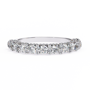 Bague Éternité en Moissanite, Taille Ronde Brillante, Sertissage Pavé, Or Massif 18K Plaqué Rhodium, Bague de Fiançailles Classique pour Femme - Product Image 4