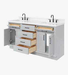 Meuble-lavabo de salle de bain personnalisé Timothy 66 pouces, double vasque, 9 options de finition, directement de l'usine au Vietnam - Product Image 4