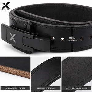 Ceinture de musculation en cuir véritable avec boucle à levier personnalisée – Guide des tailles – Ceinture de levage de poids en cuir de vachette véritable – OEM ODM Marque privée - Product Image 3