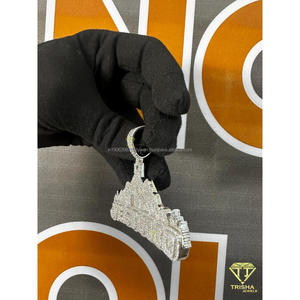 จี้เพชรหรูหราแบบสั่งทำพิเศษรูปทรงบ้านและภูเขา ประดับเพชร VVS ที่ได้รับการเพาะเลี้ยงในห้องปฏิบัติการ บนตัวเรือนเงินแท้ 925 - Product Image 3